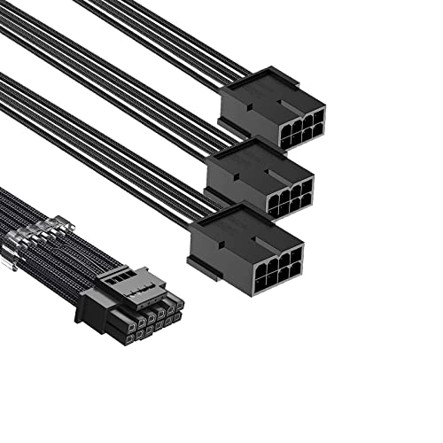 YUNKOZAND PCIE 5.0 Verlängerungskabel,16(12+4) Pin auf 3.8(6+2) Pin PCIE GPU Kabel Sleeved Netzteil Verlängerungskabel 12VHPWR 16AWG Kabel Kompatibel für RTX 3090Ti,4070Ti 4080,4090 von YUNKOZAND