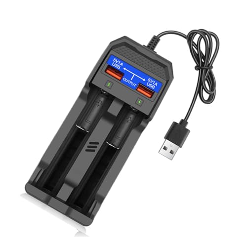 2-Bay 18650 Batterieladeständer Intelligente Spannungsschaltung mit Kurzschlussschutz für 18490/16340/14500 von YUNNIAN