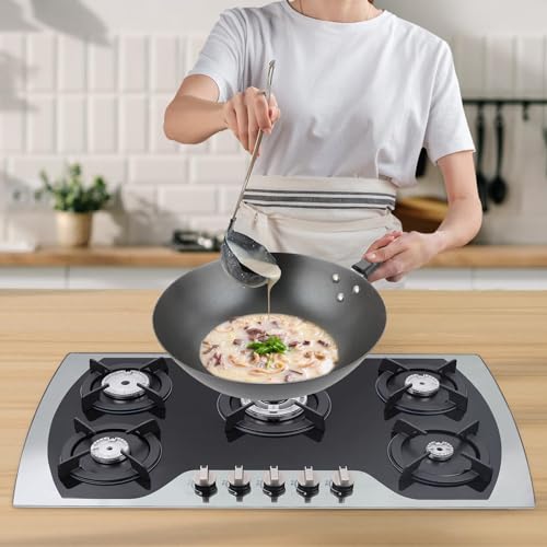 90 * 51cm Einbau-Gasherd YUNRUX Fünfflammige Gasherd Edelstahl Energiesparende Gaskochfeld Kochplatte LPG Gaskocher Herdplatte Kochfeld für Propangas Gas-Herd für Küche, Camping & Wohnmobil von YUNRUX