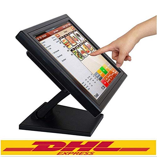 YUNRUX Kassenmonitor 15 Zoll Registrierkasse Touchscreen Monitor USB POS LCD Monitor 170 Grad Touchscreen Monitor für Kassensystem mit Stand 1024 x 768 Auflösung, VGA von YUNRUX