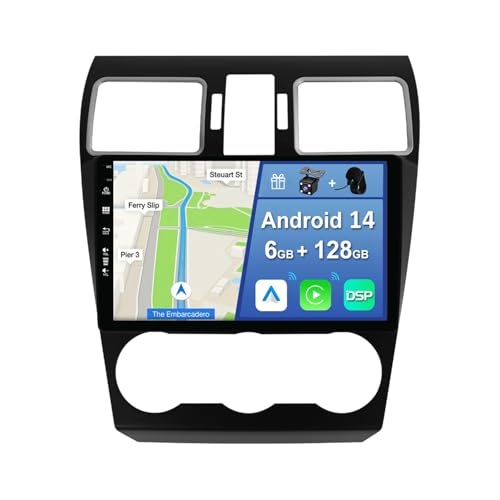 6GB+128GB Android 14 Autoradio für Subaru Forester/XV/WRX 2013-2018-[Integriertes CarPlay/Android Auto/DSP/GPS]-9” IPS Touch Screen-CAM+MIC-DAB/Mirror Link/Bluetooth 5.0/AHD/360 Kamera von YUNTX
