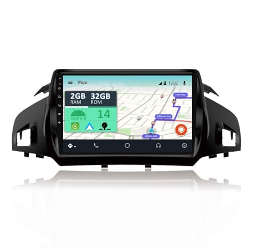 YUNTX [2GB+32GB] Android 14 Autoradio mit Navi für Ford Kuga Escape C-max(2013-2017)-9 Zoll Touchscreen-mit Kamera-DAB/GPS/Lenkradsteuerung/MirrorLink/Bluetooth 5.0/WiFi/USB/4G/CarPlay von YUNTX