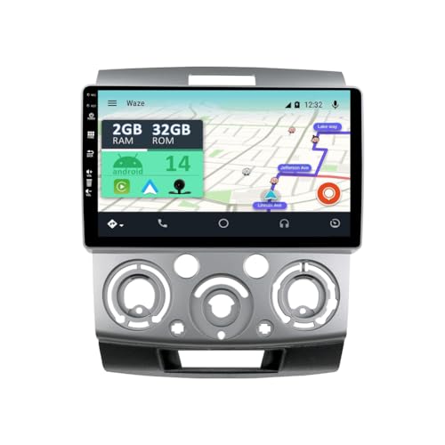 YUNTX [2GB+32GB] Android 14 Autoradio mit Navi für Ford Ranger/Mazda BT50 (2006-2011)-9 Zoll Touchscreen-mit Kamera-DAB/GPS/Lenkradsteuerung/MirrorLink/Bluetooth 5.0/WiFi/USB/4G/CarPlay von YUNTX