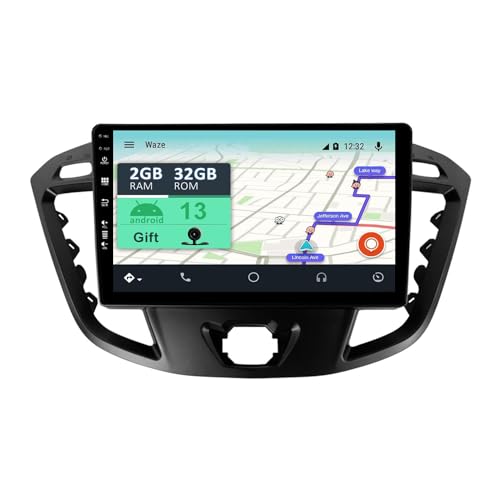 YUNTX [2GB+32GB] Android 13 Autoradio mit Navi für Ford Tourneo/Transit/Custom (2013-2021)-9 Zoll Touchscreen-Kostenlose Kamera-DAB/GPS/Lenkradsteuerung/MirrorLink/Bluetooth 5.0/WiFi/USB/4G/CarPlay von YUNTX