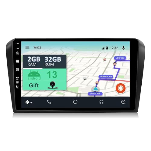 YUNTX [2GB+32GB] Android 13 Autoradio mit Navi für Mazda 3(2004-2012)-9 Zoll Touchscreen-Kostenlose Kamera-DAB/GPS/Lenkradsteuerung/MirrorLink/Bluetooth 5.0/WiFi/USB/4G/CarPlay von YUNTX