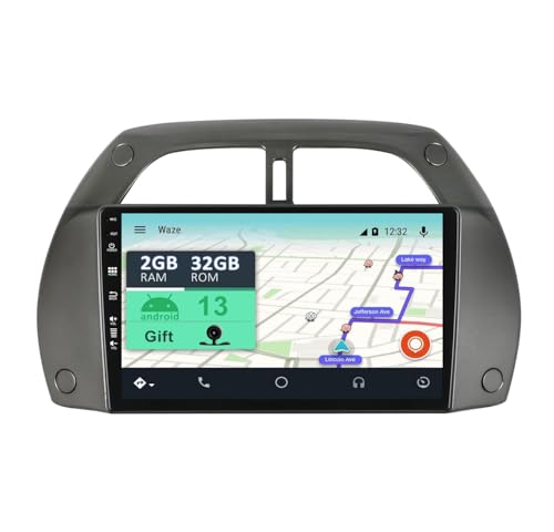 YUNTX [2GB+32GB] Android 13 Autoradio mit Navi für Toyota RAV4 (2001-2006)-9 Zoll Touchscreen-Kostenlose Kamera-DAB/GPS/Lenkradsteuerung/MirrorLink/Bluetooth 5.0/WiFi/USB/4G/CarPlay von YUNTX