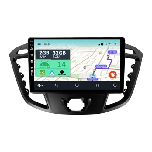 YUNTX [2GB+32GB] Android 14 Autoradio mit Navi für Ford Tourneo/Transit/Custom (2013-2021)-9 Zoll Touchscreen-mit Kamera-DAB/GPS/Lenkradsteuerung/MirrorLink/Bluetooth 5.0/WiFi/USB/4G/CarPlay von YUNTX