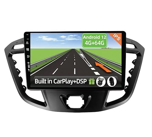 YUNTX [4GB+64GB] Android 12 Autoradio für Ford Tourneo/Transit/Custom（2013-2021）-2 Din-[Integriertes Wireless CarPlay/Android Auto/DSP/GPS]-IPS 2.5D 9”-Kamera+MIC-DAB/Lenkradsteuerung/360 Kamera von YUNTX