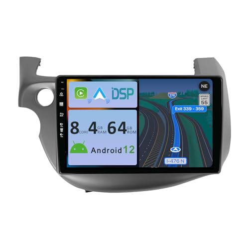 YUNTX [4GB+64GB] Android 12 Autoradio für Honda Fit/Jazz (2007-2014)-2 Din-[Integriertes Wireless CarPlay/Android Auto/DSP/GPS]-IPS 10.1”-Kostenlose Kamera+MIC-DAB/Lenkradsteuerung/MirrorLink/BT 5.0 von YUNTX