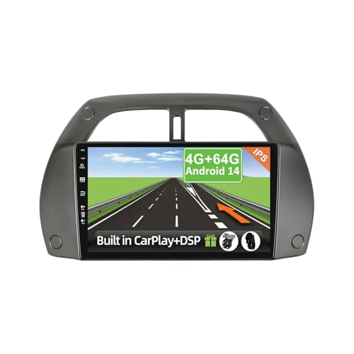YUNTX [4GB+64GB] Android 14 Autoradio für Toyota RAV4 (2001-2006)-2 Din-[Integriertes Wireless CarPlay/Android Auto/DSP/GPS]-Kamera+MIC-DAB/IPS/Lenkradsteuerung/MirrorLink/WiFi/USB/4G/360 Kamera von YUNTX