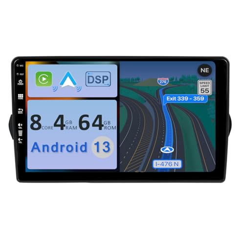 YUNTX [4GB+64GB] Android 13 Autoradio für FIAT Tipo Aegea Egea (2015-2017)-[Integriertes CarPlay/Android Auto/DSP/GPS]-9”IPS-CAM+MIC-DAB/Lenkradsteuerung/Mirror Link/Bluetooth 5.0/360 Kamera/WiFi/USB von YUNTX