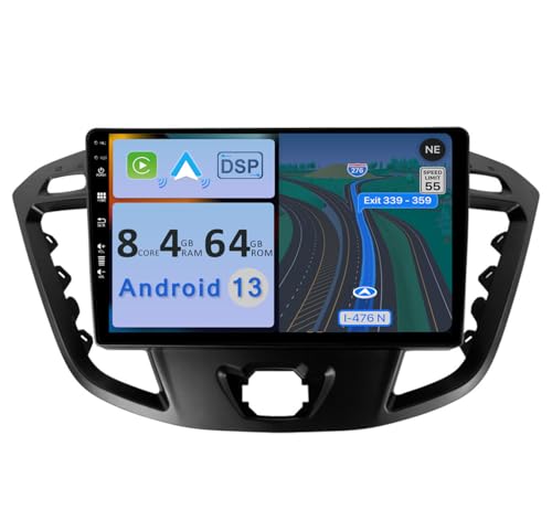 YUNTX [4GB+64GB] Android 13 Autoradio für Ford Tourneo/Transit/Custom(2013-2021)-[Integriertes CarPlay/Android Auto/DSP/GPS]-9”IPS-CAM+MIC-DAB/Lenkradsteuerung/Mirror Link/Bluetooth 5.0/360 Kamera von YUNTX