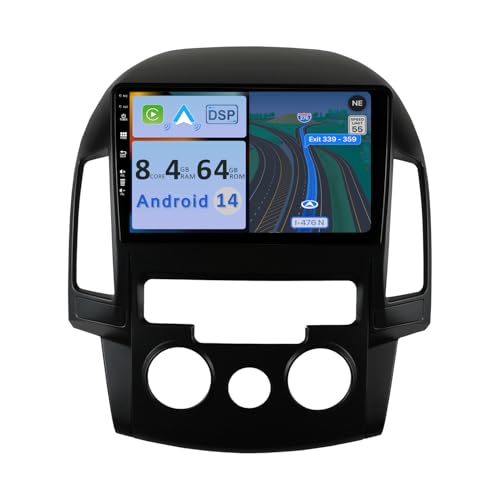 YUNTX [4GB+64GB] Android 13 Autoradio für Hyundai I30 2006-2011-[Integriertes CarPlay/Android Auto/DSP/GPS]-9” IPS Touch Screen-CAM+MIC-DAB/Mirror Link/Bluetooth 5.0/AHD/360 Kamera/WiFi/USB/4G von YUNTX