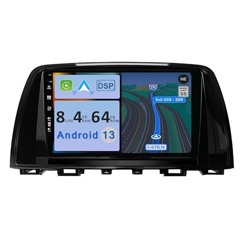 YUNTX [4GB+64GB] Android 13 Autoradio für Mazda ATENZA (Mazda 6) (2012-2015)-[Integriertes CarPlay/Android Auto/DSP/GPS]-9”IPS 2.5D-Kamera+MIC-DAB/Lenkradsteuerung/Mirror Link/Bluetooth 5.0/360 Kamera von YUNTX