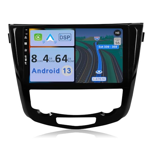 YUNTX [4GB+64GB] Android 13 Autoradio für Nissan X-Trail Qashqai j11 Rouge 2014-2018-[Integriertes CarPlay/Android Auto/DSP/GPS]-10.1”IPS 2.5D-Kamera+MIC-DAB/Mirror Link/Bluetooth 5.0/360 Kamera von YUNTX