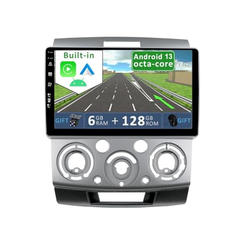 YUNTX [6GB+128GB] Android 12 Autoradio für Ford Ranger/Mazda BT50 (2006-2011)-[Integriertes CarPlay/Android Auto/DSP/GPS]-9”IPS 2.5D-Kam+MIC-DAB/Mirror Link/Bluetooth 5.0/360 Kamera/Lenkradsteuerung von YUNTX