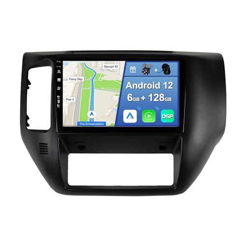 YUNTX [6GB+128GB] Android 12 Autoradio für Nissan Patrol V5 V61 (2004-2013)-[Integriertes CarPlay/Android Auto/DSP/GPS]-9” IPS Touch Screen-CAM+MIC-DAB/Mirror Link/Bluetooth 5.0/AHD/360 Kamera/WiFi von YUNTX