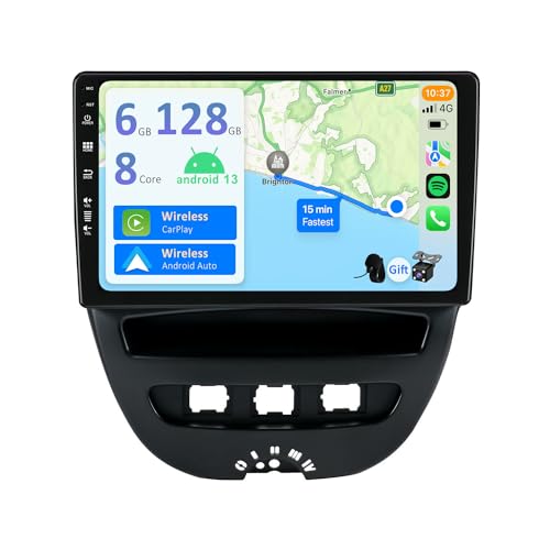 YUNTX [6GB+128GB] Android 12 Autoradio für Peugeot 107 Toyota Aygo Citroen C1 2005-2014-[Integriertes CarPlay/Android Auto/DSP/GPS]-10.1”IPS 2.5D-Kamera+MIC-DAB/Mirror Link/Bluetooth 5.0/360 Kamera von YUNTX