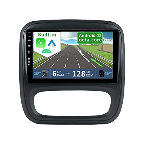 YUNTX [6GB+128GB] Android 12 Autoradio für Renault Trafic 3 (2014-2021)/Opel Vivaro B(2014-2018)-2 Din-[Integriertes Wireless CarPlay/Android Auto/DSP/GPS]-9” IPS 2.5D-Kamera+MIC-DAB/Lenkradsteuerung von YUNTX