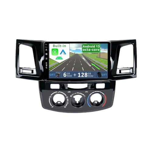 YUNTX [6GB+128GB] Android 12 Autoradio für Toyota Fortuner Hilux Revo Vigo 2004-2014-[Integriertes CarPlay/Android Auto/DSP/GPS]-9”IPS 2.5D-Kamera+MIC-DAB/Mirror Link/Bluetooth 5.0/360 Kamera von YUNTX