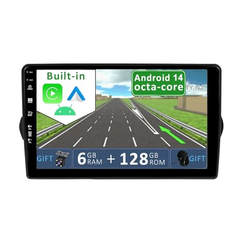 YUNTX [6GB+128GB] Android 14 Autoradio für FIAT Tipo Aegea Egea(2015-2017)-2 Din-[Integriertes Wireless CarPlay/Android Auto/DSP/GPS]-Kamera+MIC-DAB/IPS/Lenkradsteuerung/MirrorLink/WiFi/USB/4G von YUNTX