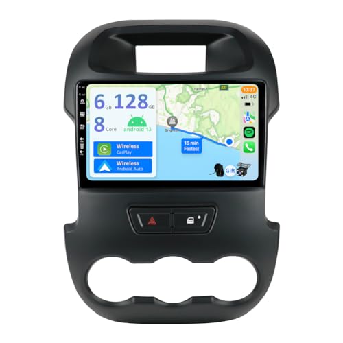 YUNTX [6GB+128GB] Android 13 Autoradio für Ford Ranger (2011-2016)-2 Din-[Integriertes CarPlay/Android Auto/DSP/GPS]-9” IPS 2.5D Touch-Screen-Kamera+MIC-DAB/Lenkradsteuerung/Mirror Link/WiFi/4G von YUNTX