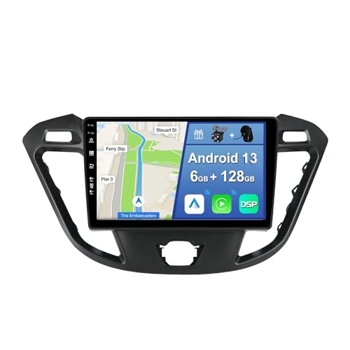 YUNTX [6GB+128GB] Android 13 Autoradio für Ford Tourneo/Transit/Custom 2013-2021-[Integriertes CarPlay/Android Auto/DSP/GPS]-9” IPS Touch Screen-CAM+MIC-DAB/Mirror Link/Bluetooth 5.0/AHD/360 Kamera von YUNTX