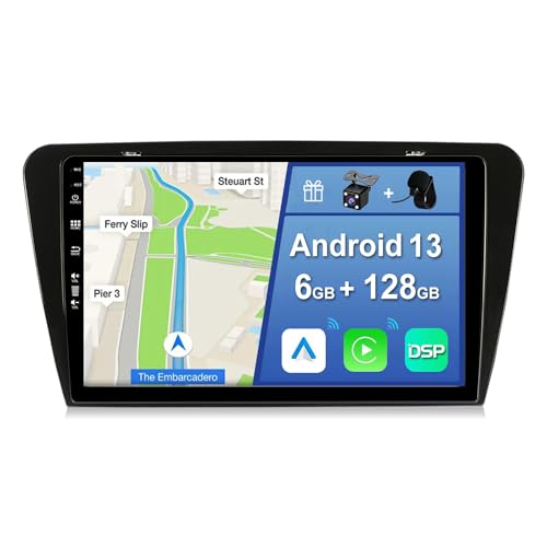 YUNTX [6GB+128GB] Android 13 Autoradio für Skoda Octavia (2014-2018)-[Integriertes CarPlay/Android Auto/DSP/GPS]-10.1" IPS Touch Screen-CAM+MIC-DAB/Mirror Link/Bluetooth 5.0/AHD/360 Kamera/WiFi/USB/4G von YUNTX