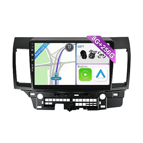 YUNTX [8GB+256GB] Android 12 Autoradio für Mitsubishi Lancer(2008-2016)-[Integriertes CarPlay/Android Auto/DSP/GPS]-10.1” IPS Touch Screen-CAM+MIC-DAB/Mirror Link/Bluetooth 5.0/AHD/360 Kamera/WiFi von YUNTX