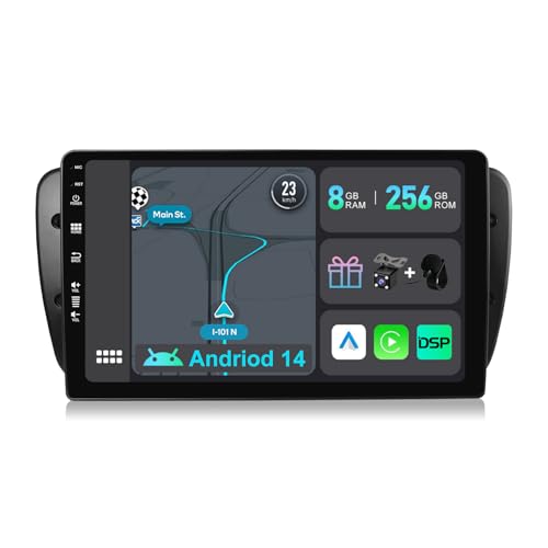 YUNTX [8GB+256GB] Android 12 Autoradio für Seat Ibiza 6J (2009-2014)-[Integriertes CarPlay/Android Auto/DSP/GPS]-9”IPS 2.5D-Kamera+MIC-DAB/Mirror Link/Bluetooth 5.0/360 Kamera/Lenkradsteuerung von YUNTX