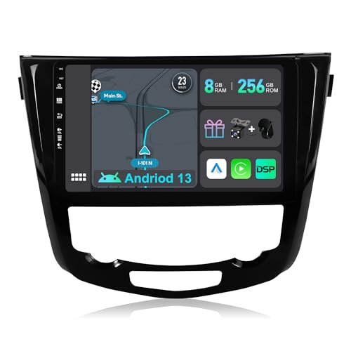 YUNTX [8GB+256GB] Android 13 Autoradio für Nissan X-Trail Qashqai j11 Rouge (2014-2018)-[Integriertes CarPlay/Android Auto/DSP/GPS]-10.1”IPS 2.5D-Kamera+MIC-DAB/Mirror Link/Bluetooth 5.0/360 Kamera von YUNTX