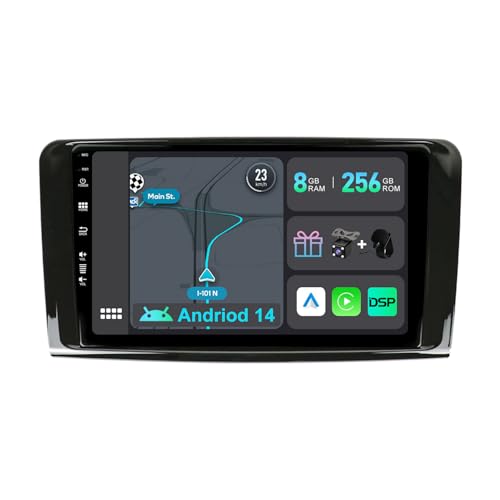 YUNTX [8GB+256GB] Android 14 Autoradio für Benz GL ML Class W164 X164-[Integriertes CarPlay/Android Auto/DSP/GPS]-9” IPS Touch Screen-CAM+MIC-DAB/Mirror Link/Bluetooth 5.0/AHD/360 Kamera/WiFi/USB/4G von YUNTX