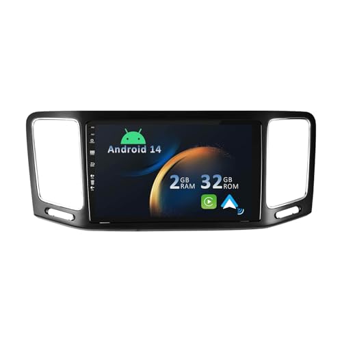 YUNTX 9” Android 14 Autoradio für VW Sharan 2012-2018-[Integriertes CarPlay/Android Auto/GPS]-IPS Touchscreen-Kostenlose Kamera-Lenkradsteuerung/MirrorLink/Bluetooth 5.0/WiFi/USB/4G von YUNTX