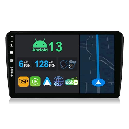 YUNTX 9 Zoll Android 13 Autoradio mit Navi Für Audi A3 8P/8PA 2003-2013 | Octa Core | 6GB 128GB | Eingebaut 4G LTE | CarPlay & Android Auto | DSP | DAB | HDMI | Dual Band WiFi | Bluetooth 5.0 | GPS von YUNTX