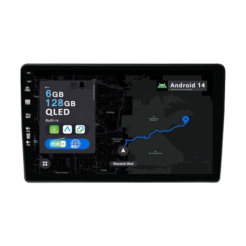 YUNTX 9 Zoll Android 14 Autoradio mit Navi Für Audi A4 (B6/B7) | Seat Exeo | Octa Core | 6GB 128GB | Eingebaut 4G LTE | CarPlay & Android Auto | DSP | DAB | HDMI | Dual Band WiFi | Bluetooth 5.0 von YUNTX