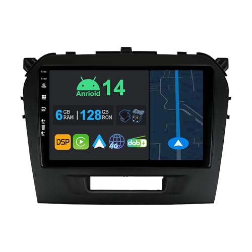 YUNTX 9 Zoll Android 14 Autoradio mit Navi Für Suzuki Vitara 2014-2020 | Octa Core | 6GB 128GB | Eingebaut 4G LTE | CarPlay & Android Auto | DSP | DAB | QLED | Dual Band WiFi | Bluetooth 5.0 YUNTX 9 Zoll Android 14 Autoradio mit Navi Für Suzuki Vitara 2014-2020 | Octa Core | 6GB 128GB | Eingebaut 4G LTE | CarPlay & Android Auto | DSP | DAB | QLED | Dual Band WiFi | Bluetooth 5.0 von YUNTX