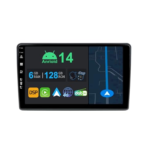 YUNTX 9 Zoll Android 14 Autoradio mit Navi Für FIAT Ducato/Peugeot Boxer/Citroen Jumper 2006-2022|Octa Core|6GB 128GB|Eingebaut 4G LTE|CarPlay & Android Auto|DSP|DAB|HDMI|Dual Band WiFi von YUNTX