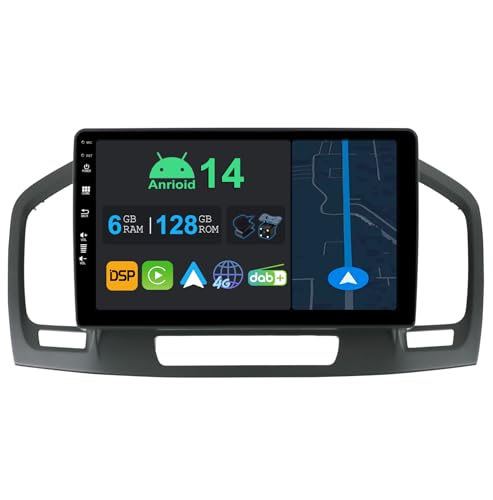 YUNTX 9 Zoll Android 14 Autoradio mit Navi Für Opel Vauxhall Insignia 2008-2013 | Octa Core | 6GB 128GB | Eingebaut 4G LTE | CarPlay & Android Auto | DSP | DAB | HDMI | Dual Band WiFi | Bluetooth von YUNTX