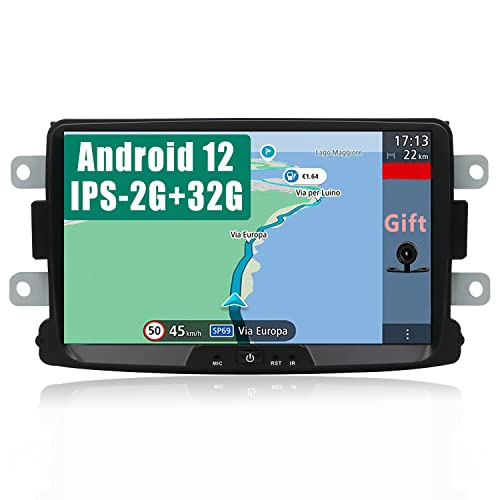 YUNTX Android 12 Autoradio Kompatibel mit Dacia Sandero/Renault Duster/Logan - 8 Zoll GPS mit navi Bluetooth - 2G32G / Dab+ / Lenkradsteuerung/USB/Carplay/WiFi/4G/MirrorLink (mit rückfahrkamera) von YUNTX