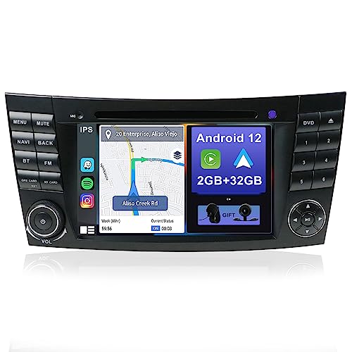 YUNTX Android 12 Autoradio Passt für Mercedes Benz E-Class W211 - KOSTENLOSE Rückfahrkamera & MIC - GPS 2 Din - Unterstützung DAB + / GPS / 4G / WiFi/Bluetooth 5.0 / Mirrorlink/Lenkradkontrolle von YUNTX
