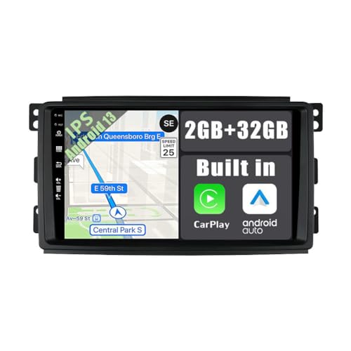 YUNTX Android 12 Autoradio für Benz Smart fortwo 451 (2005-2010)-2 Din-[Integriertes Wireless CarPlay/Android Auto/GPS]-9'' IPS 2.5D 1280*600-Gratis kamera-DAB/Lenkradsteuerung/MirrorLink/WiFi/USB/4G von YUNTX