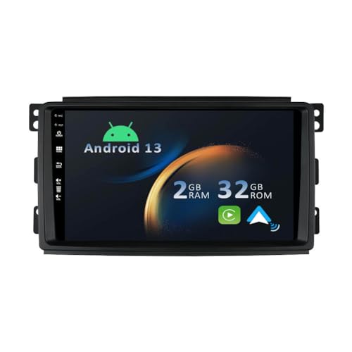 YUNTX Android 13 Autoradio für Benz Smart fortwo 451 (2005-2010)-[Integriertes CarPlay/Android Auto/GPS]-9” IPS 2.5D Touchscreen-Kostenlose Kamera-DAB/Lenkradsteuerung/MirrorLink/Bluetooth 5.0/WiFi von YUNTX