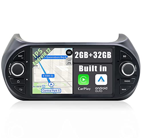 YUNTX Android 12 Autoradio für Fiat Fiorino/Qubo/Nemo/Peugeot Bipper-2 Din-[Integriertes Wireless CarPlay/Android Auto/GPS]-IPS 2.5D 1280*600-Gratis kamera-DAB/Lenkradsteuerung/WiFi/USB/MirrorLink/4G von YUNTX