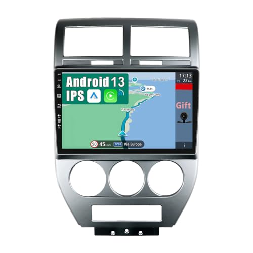 YUNTX Android 13 Autoradio für Jeep Compass 1 MK(2006-2010)-2 Din-[Integriertes Wireless CarPlay/Android Auto/GPS]-10.1'' IPS 2.5D 1280 * 600-Gratis kamera-DAB/Lenkradsteuerung/WiFi/USB/MirrorLink/4G von YUNTX