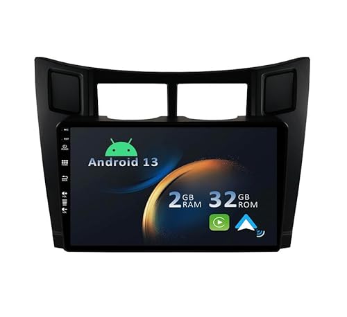 YUNTX Android 12 Autoradio für Toyota Yaris XP90 (2005-2012)-[Integriertes CarPlay/Android Auto/GPS]-9”IPS 2.5D Touch-Screen-Kostenlose Kamera-DAB/Lenkradsteuerung/MirrorLink/Bluetooth 5.0/WiFi/USB von YUNTX