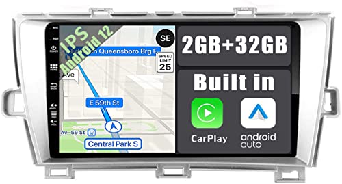 YUNTX Android 12 Autoradio mit navi für Toyota Prius(2009-2015): [Eingebautes CarPlay/Android Auto/GPS]-kostenlose Kamera-DAB/Bluetooth 5.0/WiFi/2 Din/2G+32G/Lenkradkontrolle-Auto zubehör europakarte von YUNTX