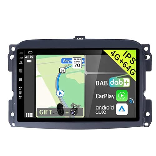 YUNTX Android 13 2 Din Autoradio für Fiat 500L (2012-2018)-[Integriertes DAB+/Wireless CarPlay Android Auto/DSP]-[4G+64G]-Mikrofon&Kamera inklusive-USB/MirrorLink/Lenkradsteuerung/Fast-boot/360 Camera von YUNTX