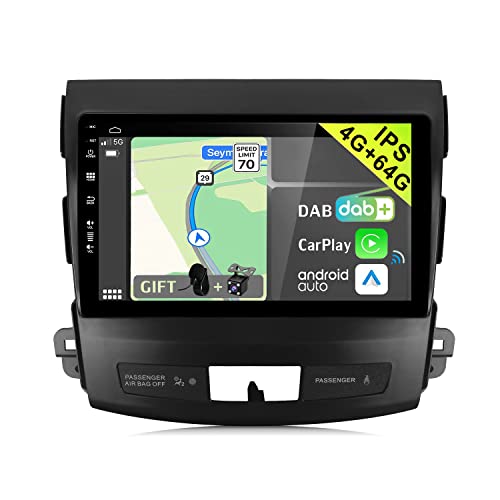 YUNTX Android 13 2 Din Autoradio für Mitsubishi Outlander/Peugeot 4007/Citroen C-Crosser-[Integriertes DAB+/Wireless CarPlay Android Auto/DSP]-[4G+64G]-MIC&Kamera inklusive-MirrorLink/Lenkradsteuerung von YUNTX