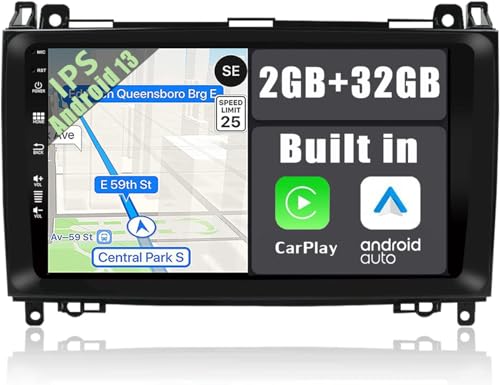 YUNTX Android 13 Autoradio Kompatibel mit Mercedes Benz Viano/Sprinter/W906-IPS 9 Zoll GPS mit navi Bluetooth - 2G32G / Dab+ / Lenkradsteuerung/USB/Carplay/WiFi/4G/MirrorLink (mit rückfahrkamera) von YUNTX