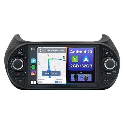 YUNTX Android 13 Autoradio für FIAT Fiorino/Qubo/Citroen Nemo/Peugeot Bipper Radio -IPS 7 Zoll GPS mit navi Bluetooth - Unterstützung DAB/USB/CarPlay/WiFi/4G/MirrorLink (mit rückfahrkamera) von YUNTX